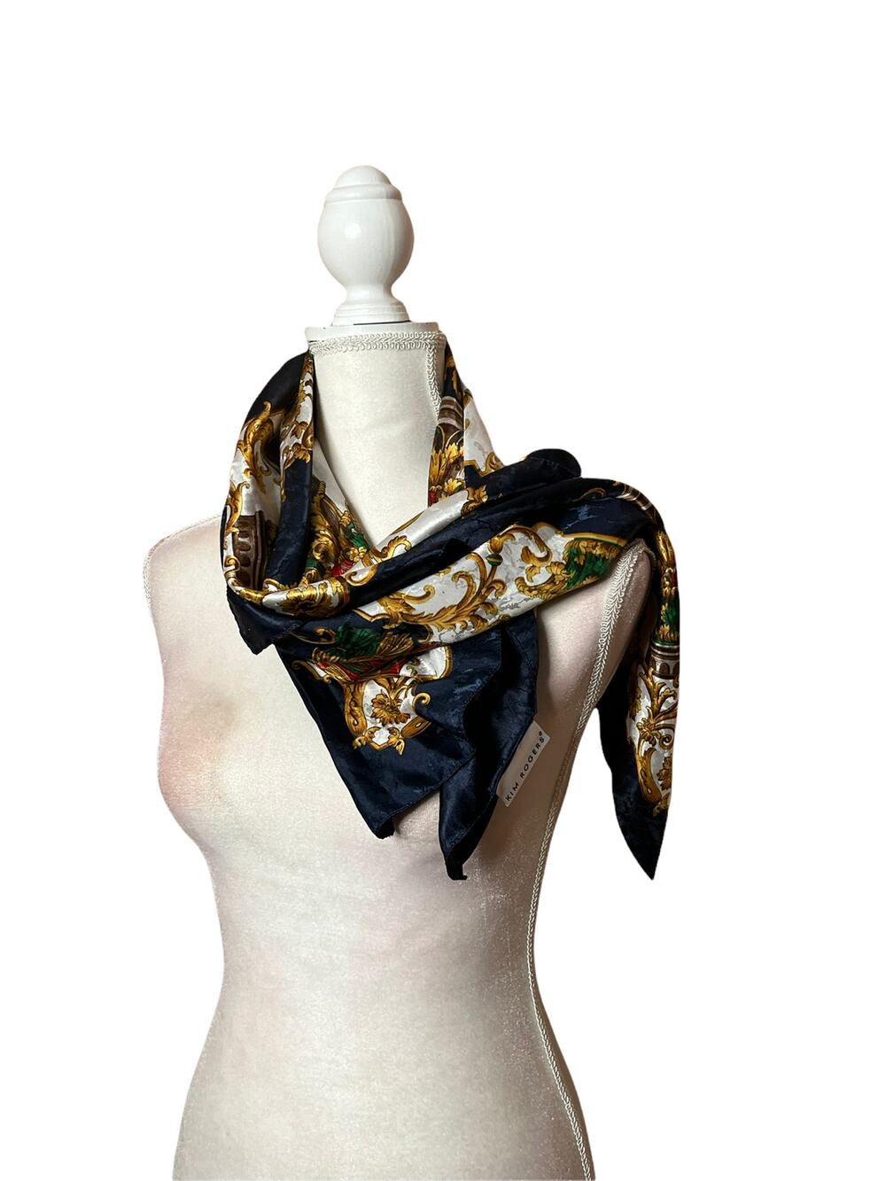 vintage Kim Rogers 33" Square Scarf multicolor headband summer bohho